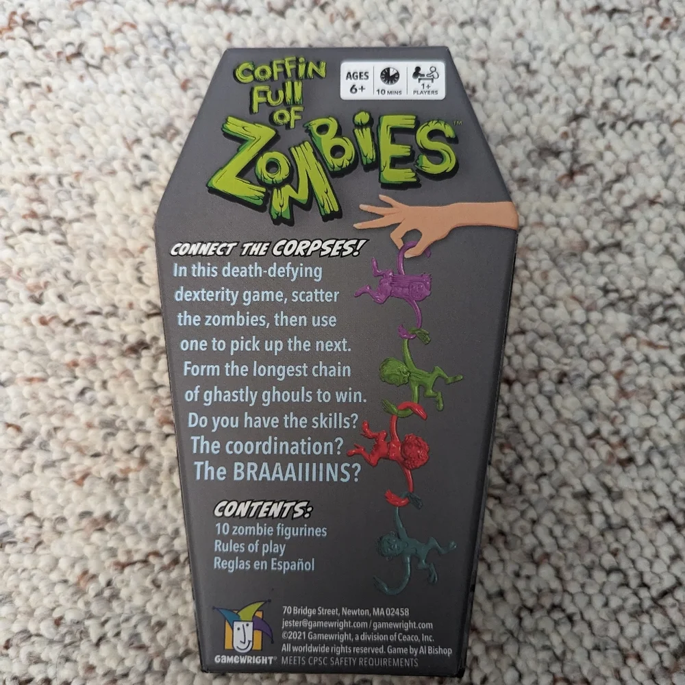 NWOT Coffin Full of Zombies Game by Gameright